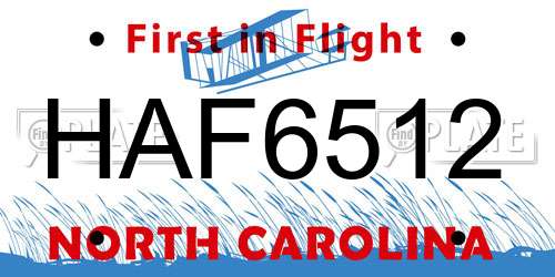 HAF6512 North Carolina License Plate
