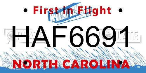 HAF6691 North Carolina License Plate