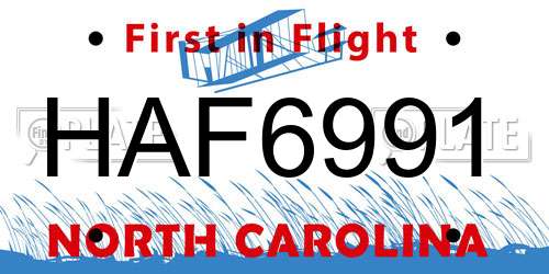 HAF6991 North Carolina License Plate