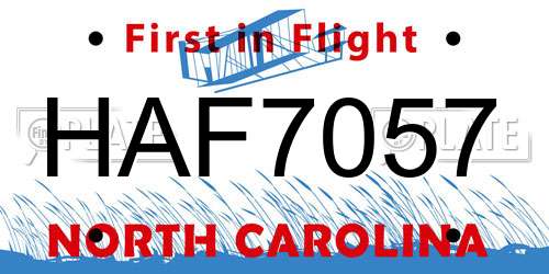 HAF7057 North Carolina License Plate