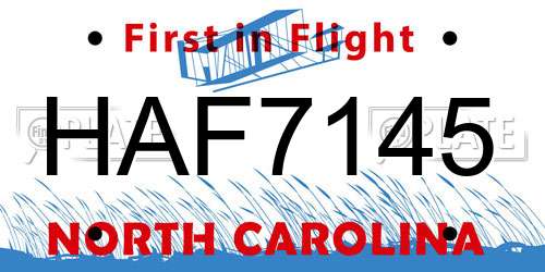 HAF7145 North Carolina License Plate