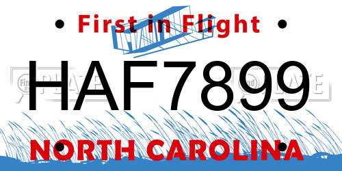HAF7899 North Carolina License Plate