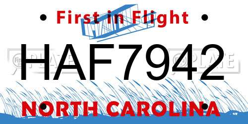 HAF7942 North Carolina License Plate