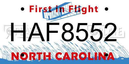 HAF8552 North Carolina License Plate