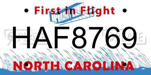 HAF8769 North Carolina License Plate