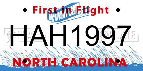 HAH1997 North Carolina License Plate
