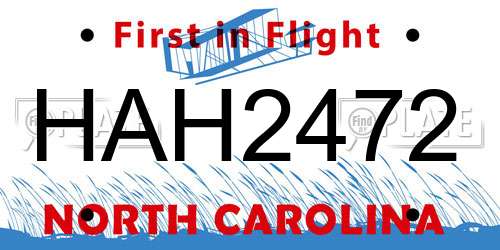HAH2472 North Carolina License Plate