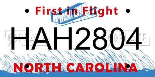 HAH2804 North Carolina License Plate