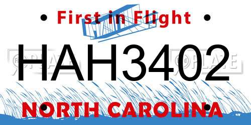HAH3402 North Carolina License Plate