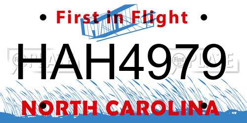 HAH4979 North Carolina License Plate