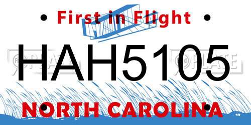 HAH5105 North Carolina License Plate