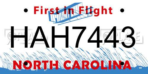 HAH7443 North Carolina License Plate