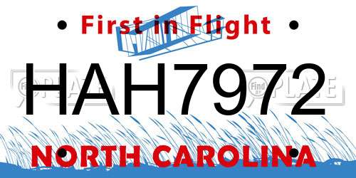 HAH7972 North Carolina License Plate