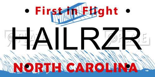 HAILRZR North Carolina License Plate