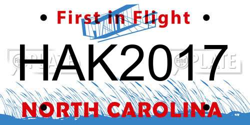 HAK2017 North Carolina License Plate