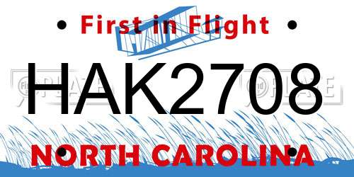 HAK2708 North Carolina License Plate