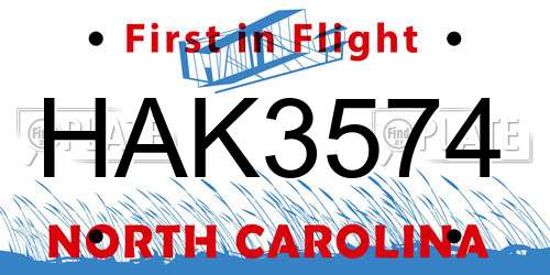 HAK3574 North Carolina License Plate