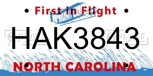 HAK3843 North Carolina License Plate