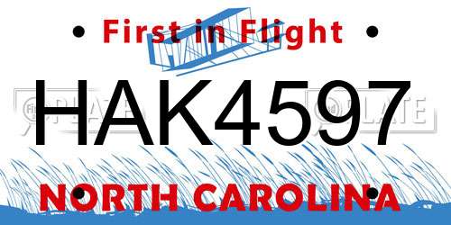 HAK4597 North Carolina License Plate