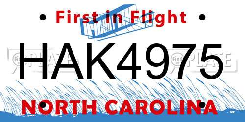HAK4975 North Carolina License Plate