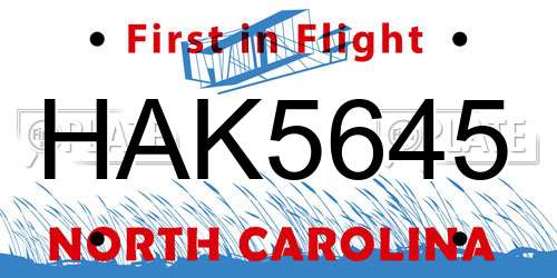 HAK5645 North Carolina License Plate