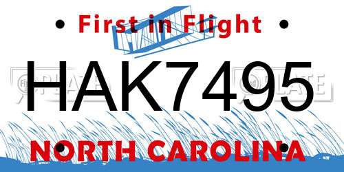 HAK7495 North Carolina License Plate