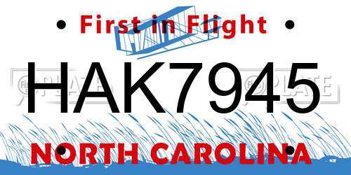 HAK7945 North Carolina License Plate