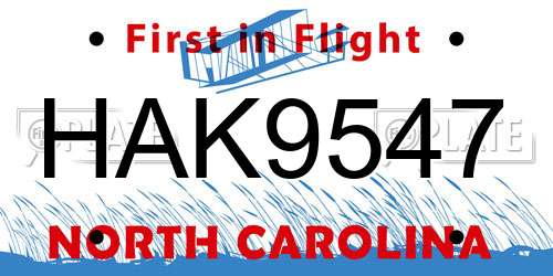HAK9547 North Carolina License Plate