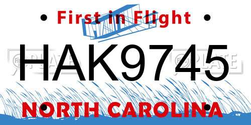 HAK9745 North Carolina License Plate