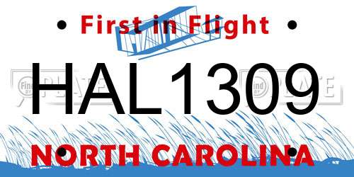 HAL1309 North Carolina License Plate