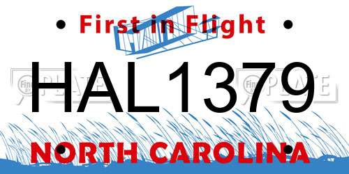 HAL1379 North Carolina License Plate