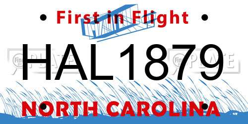 HAL1879 North Carolina License Plate