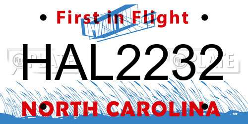 HAL2232 North Carolina License Plate