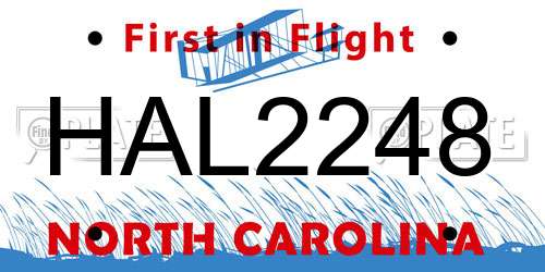 HAL2248 North Carolina License Plate