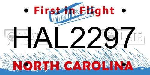 HAL2297 North Carolina License Plate
