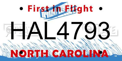HAL4793 North Carolina License Plate