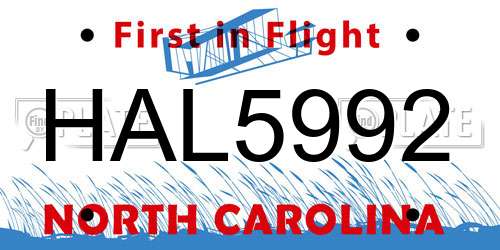 HAL5992 North Carolina License Plate