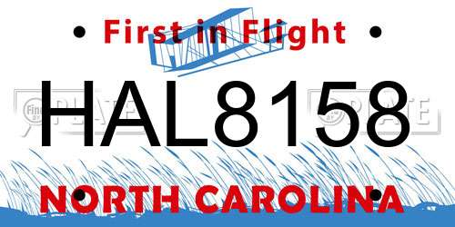 HAL8158 North Carolina License Plate