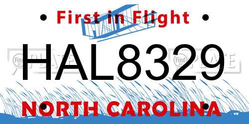 HAL8329 North Carolina License Plate