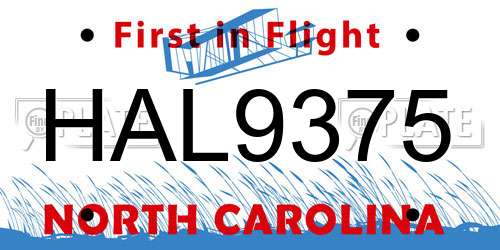 HAL9375 North Carolina License Plate