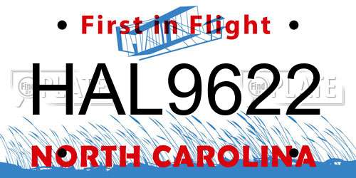 HAL9622 North Carolina License Plate