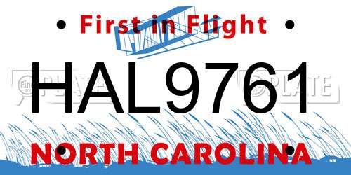 HAL9761 North Carolina License Plate