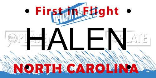 HALEN North Carolina License Plate