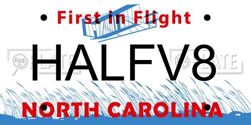 HALFV8 North Carolina License Plate