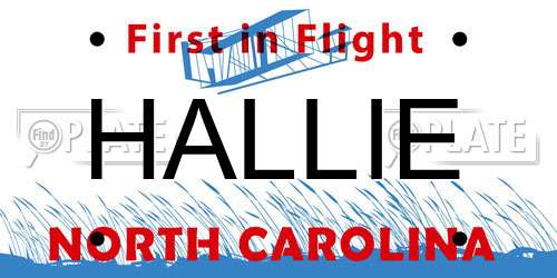 HALLIE North Carolina License Plate
