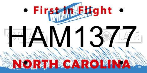 HAM1377 North Carolina License Plate