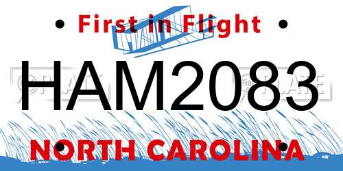 HAM2083 North Carolina License Plate
