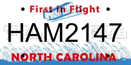 HAM2147 North Carolina License Plate