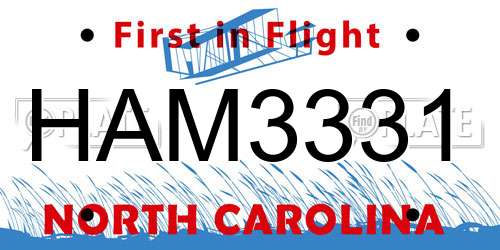 HAM3331 North Carolina License Plate