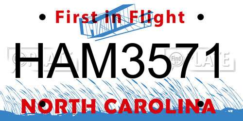 HAM3571 North Carolina License Plate